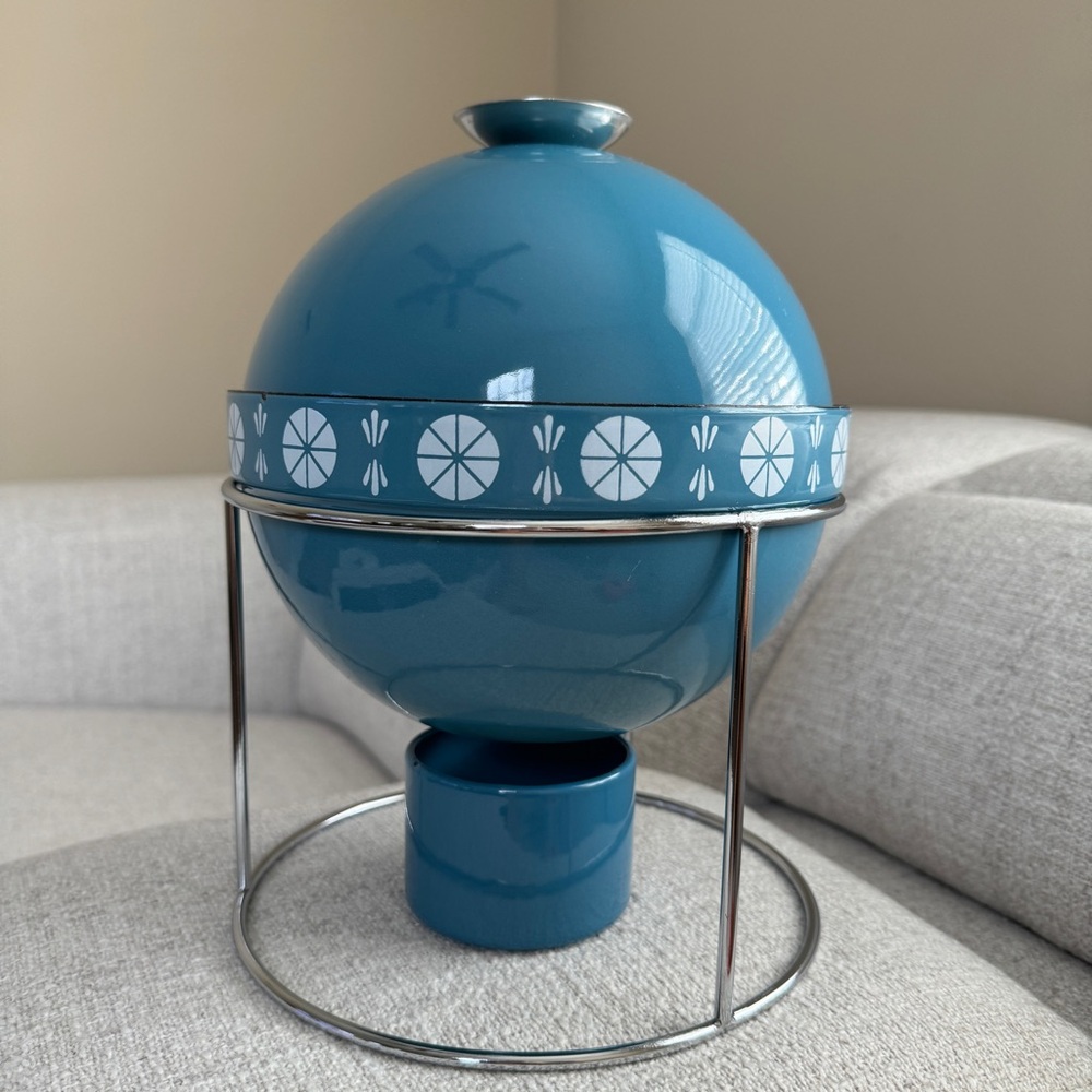 CatherineHolm  Vintage MCM Catherine Holm Fondue Pot +  Blue Viking Pattern